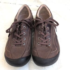 KEEN TOYAH 53001-SLBK Brown Leather Casual Hiking Oxford Shoes Women's US 7.5